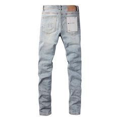 Purple Jeans Light Blue Vintage Personality Fashion Ripped Jeans 9010
