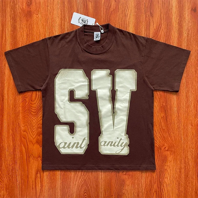 SAINT VANITY Simple Letterprint Casual T-shirt