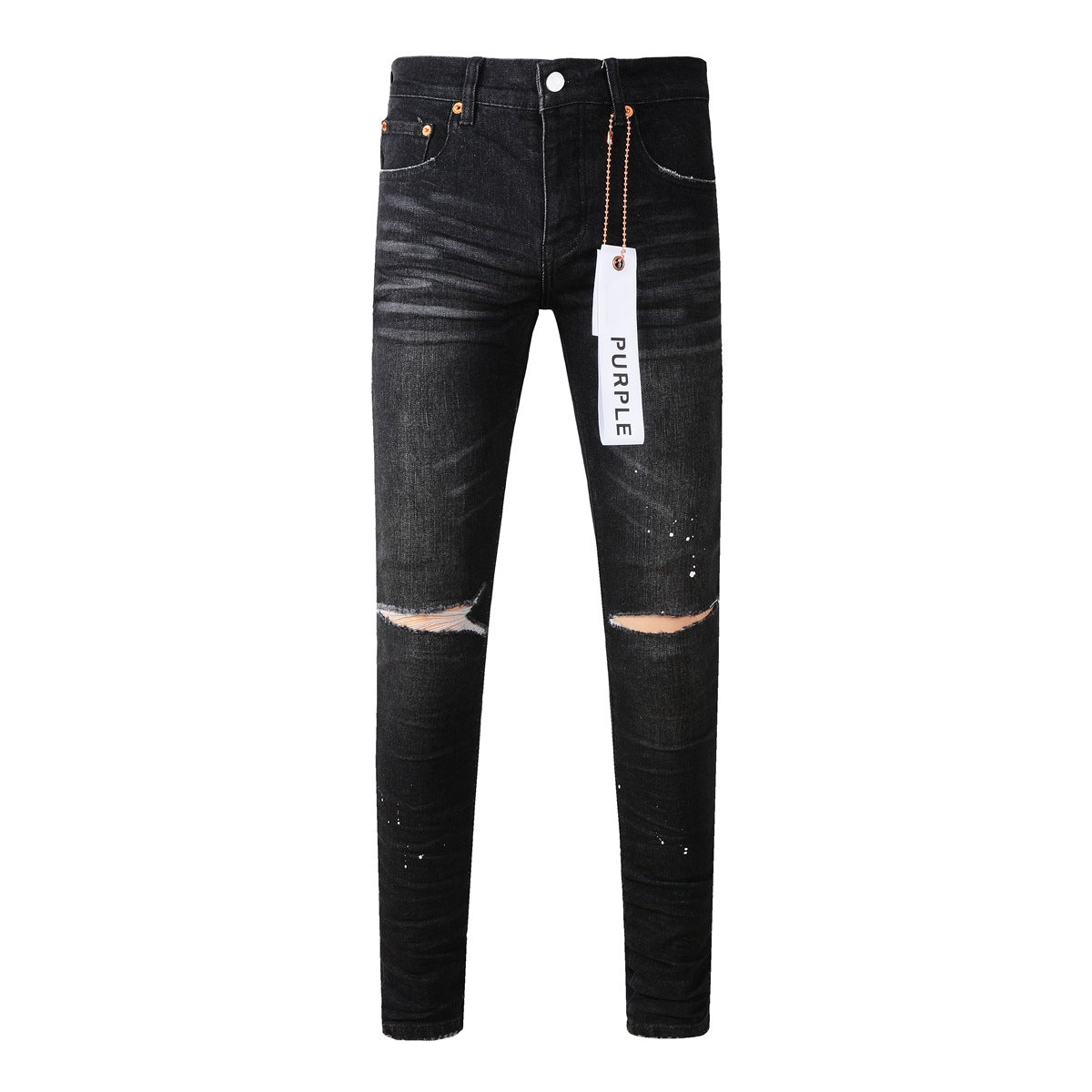 Purple Jeans Black New Mens Personality Fashion Ripped Jeans 9035