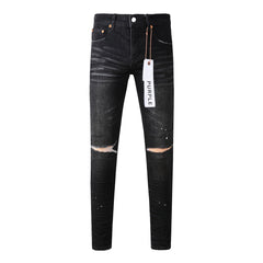 Purple Jeans Black New Mens Personality Fashion Ripped Jeans 9035