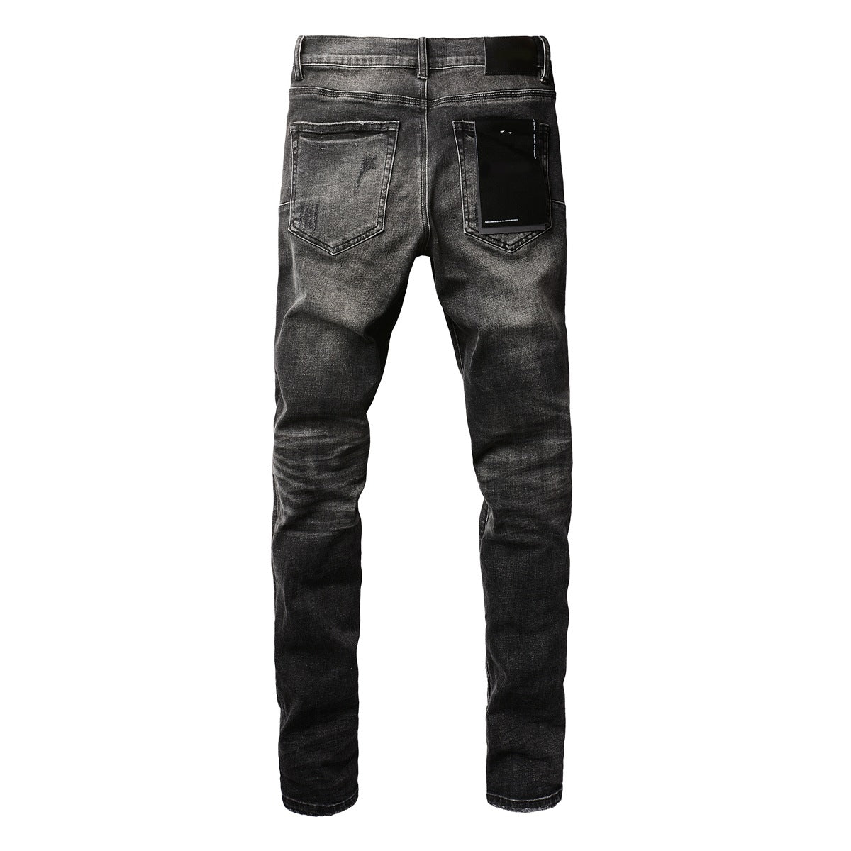 Purple Black Distressed Jeans 9079 Long Pants with Stylish Rips and Tears