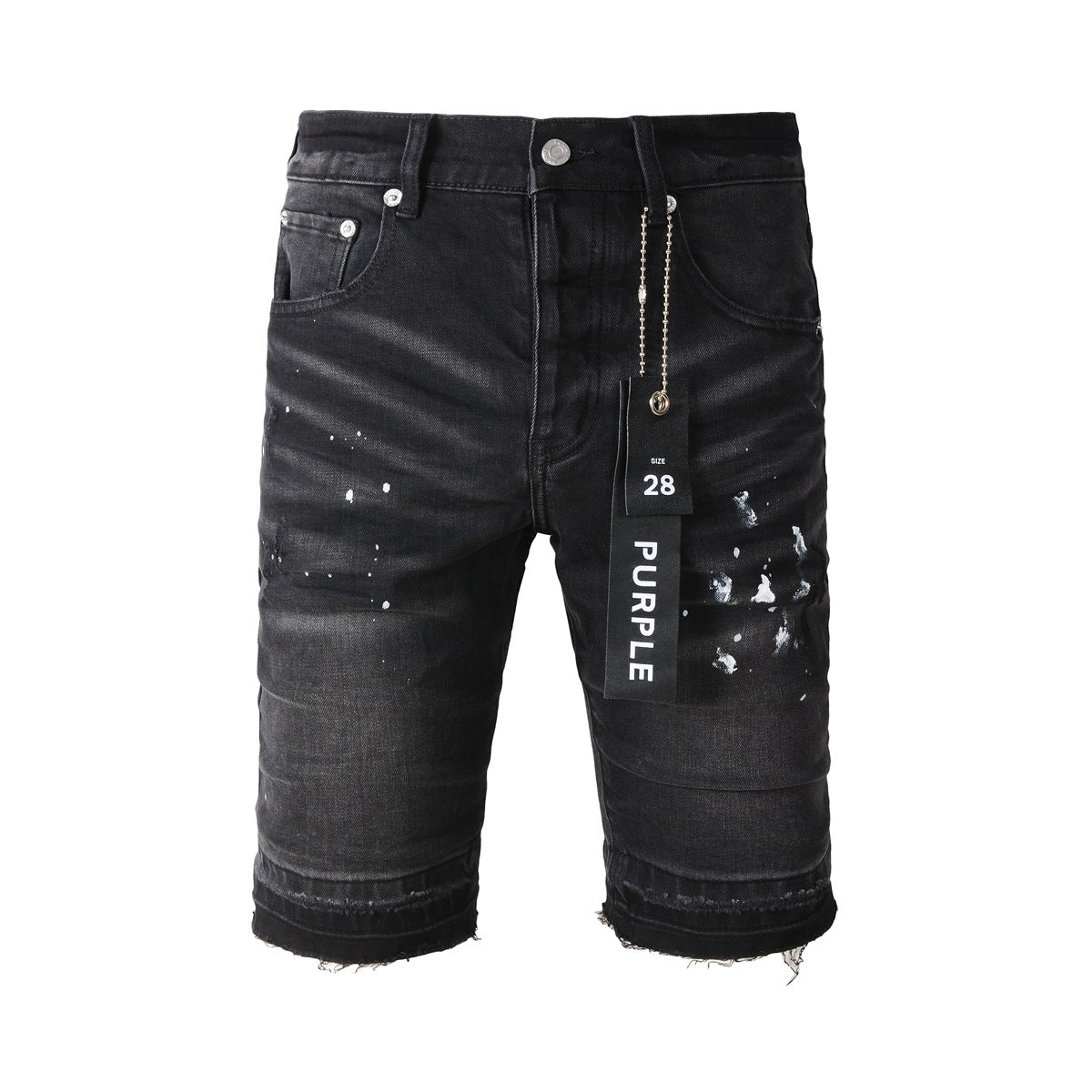 Purple Black Jean Shorts 5002 Featuring White Dotted Design