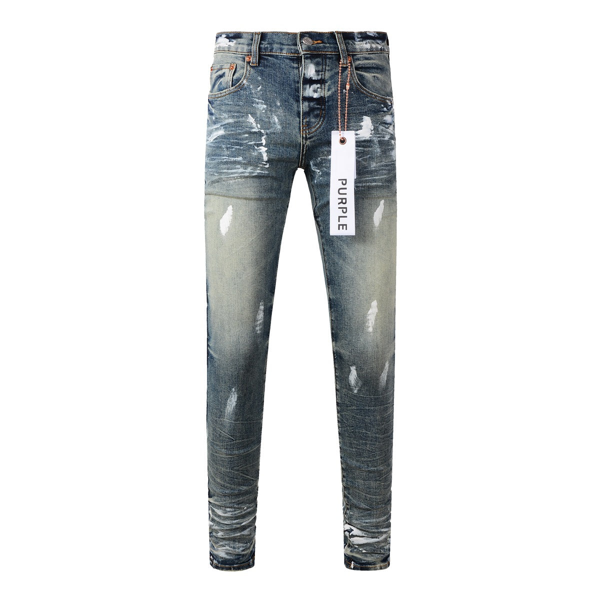 Purple Jeans Fashion Men Black Jeans Distressed Hole Unique Personality 9060