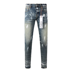Purple Jeans Fashion Men Black Jeans Distressed Hole Unique Personality 9060