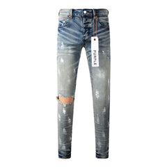 Purple Jeans Designer Women Purple High Street Purple Denim Black Long Mid Pants Hole for Men Purple Jeans 9043