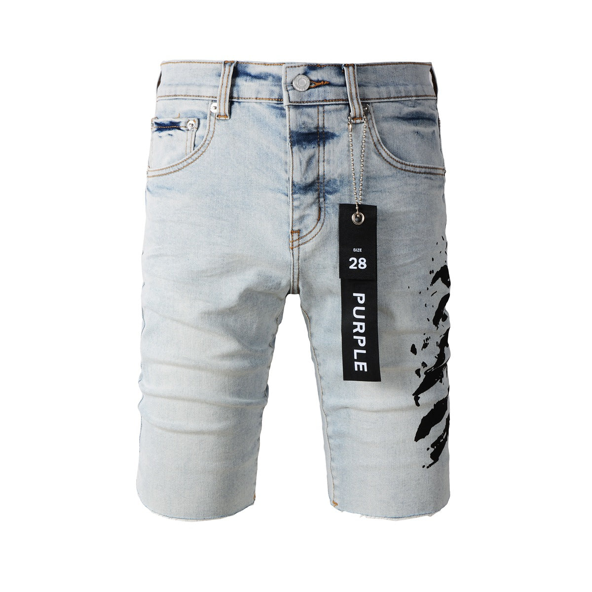 Purple Blue Jean Shorts 5048 with Black Print Design