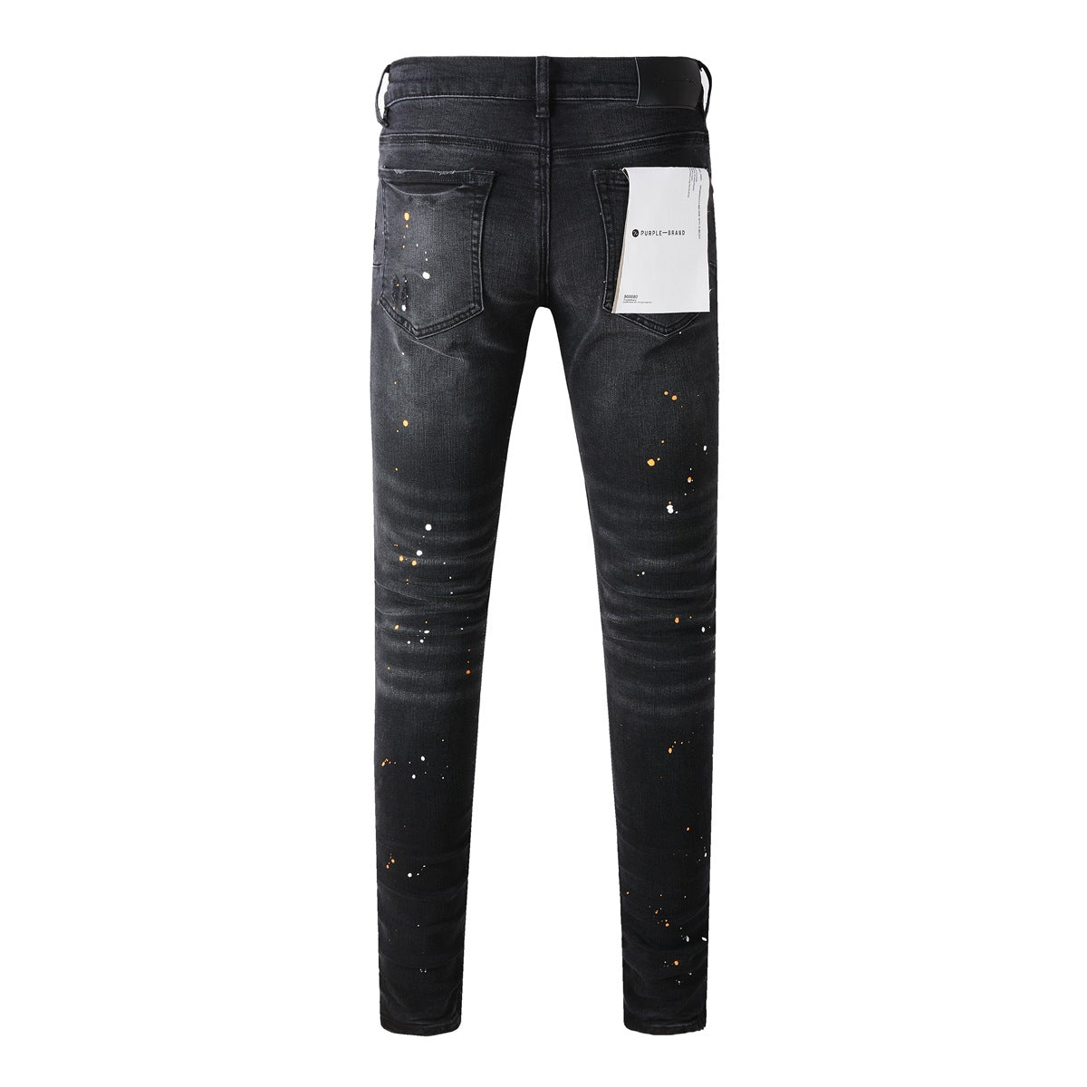 Purple Jeans - Distressed Black Denim with Knee Slit and Ripped Hole 9045