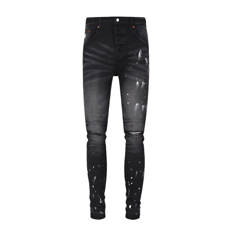 Purple Jeans Designer Jeans Mens Denim Embroidered Pants Fashion Hole Pants Hip Hop Distress Pants Best Seller Latest Version 9039