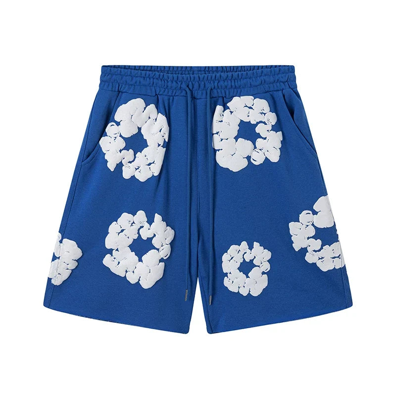 Denim Tears Loose Foam Print Shorts Blue