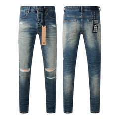 Purple Jeans Classic Blue Ripped Knee Skinny Jeans 3018