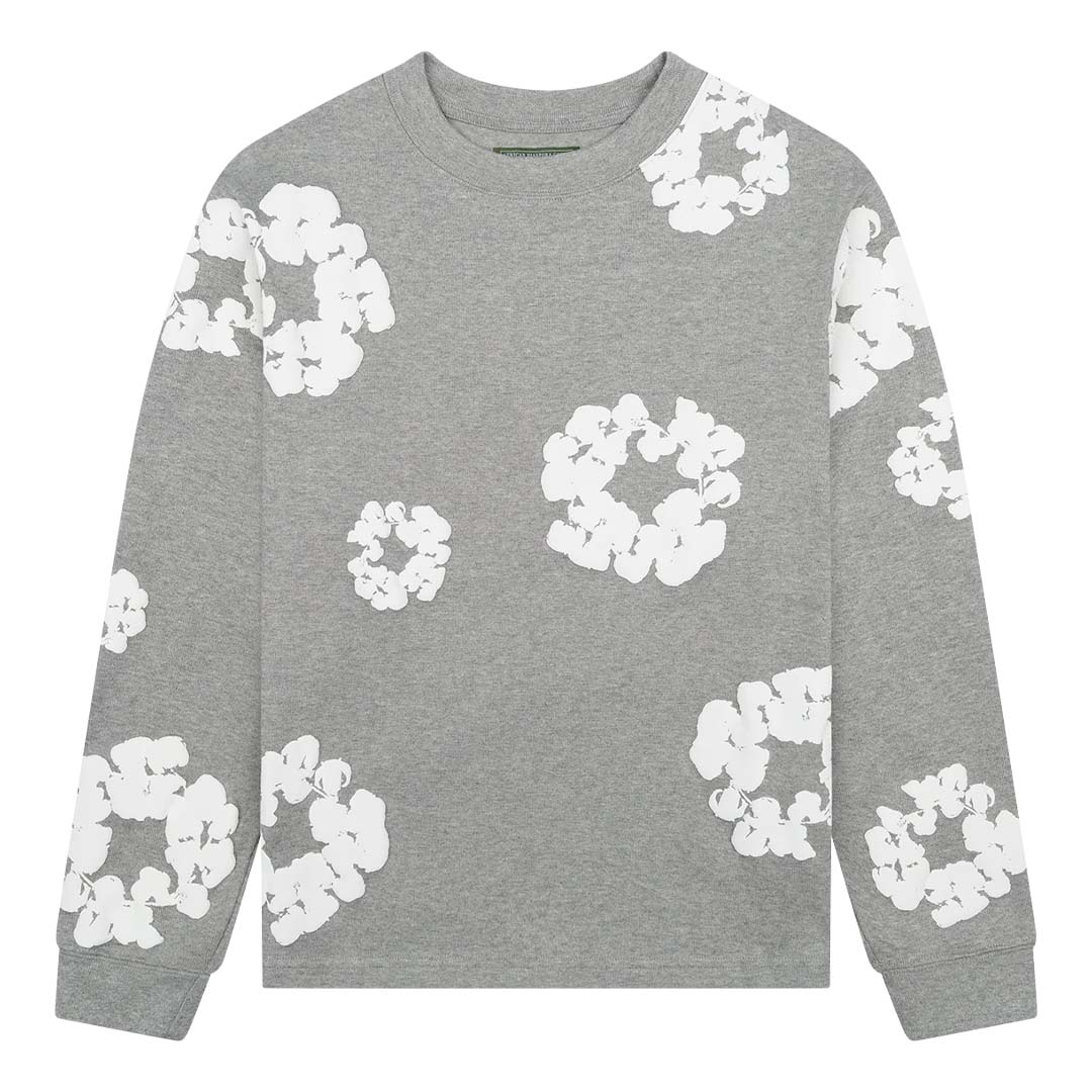 Denim Tears Cotton Wreath Grey Long Sleeve Tee